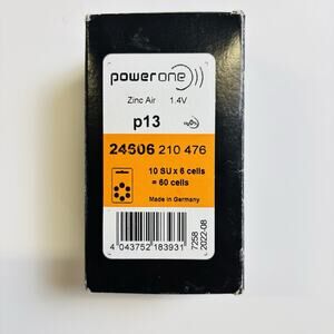 Power One Hearing Aid Batteries, P13 EXP 8/22, 10 Packs 6 per pack New In Pack.
